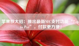 苹果放大招：推出最新NFC支付功能“Tap to Pay”，付款更方便！