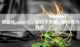 微信号jonh163已，按以下步骤，添加我为好友。