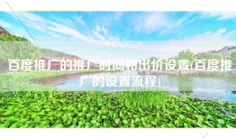 百度推广的推广时间和出价设置(百度推广的设置流程)