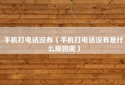 手机打电话没有（手机打电话没有是什么原因呢）