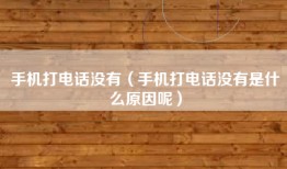 手机打电话没有（手机打电话没有是什么原因呢）