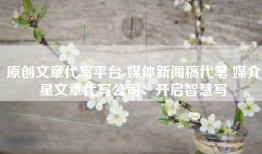 原创文章代写平台-媒体新闻稿代笔 媒介星文章代写公司：开启智慧写