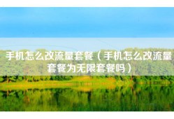 手机怎么改流量套餐（手机怎么改流量套餐为无限套餐吗）