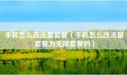 手机怎么改流量套餐（手机怎么改流量套餐为无限套餐吗）