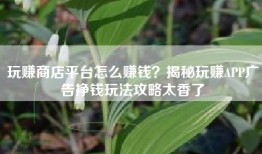 玩赚商店平台怎么赚钱？揭秘玩赚APP广告挣钱玩法攻略太香了