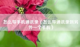 怎么导手机通讯录（怎么导通讯录到另外一个手机）