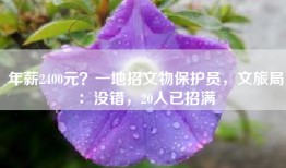 年薪2400元？一地招文物保护员，文旅局：没错，20人已招满