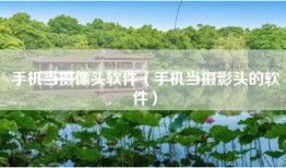 手机当摄像头软件（手机当摄影头的软件）