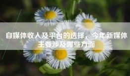 自媒体收入及平台的选择，今年新媒体主要涉及哪些方面