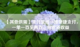 【其他供需】支付宝碰一碰便捷支付，一单一百至两百，附管道收益