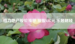 格力地产股价涨停 现报8.67元,乐居财经
