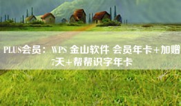 PLUS会员：WPS 金山软件 会员年卡+加赠7天+帮帮识字年卡