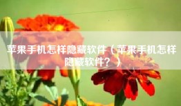 苹果手机怎样隐藏软件（苹果手机怎样隐藏软件？）