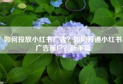 如何投放小红书广告？如何开通小红书广告账户？新手篇