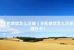 手机微信怎么注销（手机微信怎么注销银行卡）