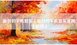 最好的手机管家（最好的手机管家是哪个软件）