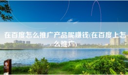 在百度怎么推广产品呢赚钱(在百度上怎么推广)