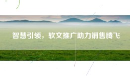 智慧引领，软文推广助力销售腾飞