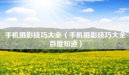手机摄影技巧大全（手机摄影技巧大全百度知道）