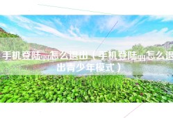 手机登陆qq怎么退出（手机登陆qq怎么退出青少年模式）