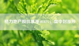 格力地产股价暴涨10.02%，盘中封涨停