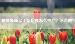 拼多多新品上架后要怎么推广？怎么做？