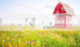 小米手机怎么快速截屏（小米怎么截屏快捷）