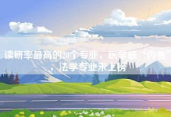 读研率最高的20个专业，医学最“内卷”，法学专业未上榜