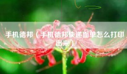 手机德邦（手机德邦快递面单怎么打印出来）