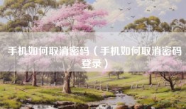 手机如何取消密码（手机如何取消密码登录）