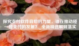 探究支付软件背后的力量，谁在推动碰一碰支付的发展？_全新精选解释落实