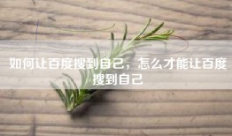 如何让百度搜到自己，怎么才能让百度搜到自己