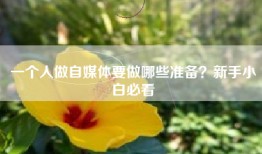 一个人做自媒体要做哪些准备？新手小白必看