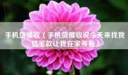 手机贷催收（手机贷催收说今天来找我结笔款让我在家等着）