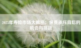 2025年寿险市场大揭密：保费承压背后的机会与挑战