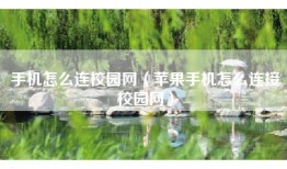 手机怎么连校园网（苹果手机怎么连接校园网）