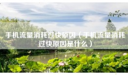 手机流量消耗过快原因（手机流量消耗过快原因是什么）
