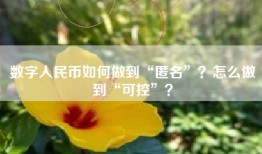 数字人民币如何做到“匿名”？怎么做到“可控”？