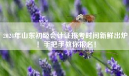 2024年山东初级会计证报考时间新鲜出炉！手把手教你报名！