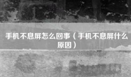 手机不息屏怎么回事（手机不息屏什么原因）