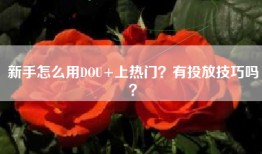 新手怎么用DOU+上热门？有投放技巧吗？