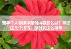 新手个人自媒体原创内容怎么做？掌握这几个技巧，原创就这么简单