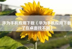 华为手机应用下载（华为手机应用下载了在桌面找不到）