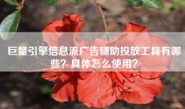 巨量引擎信息流广告辅助投放工具有哪些？具体怎么使用？