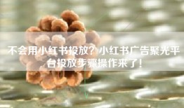 不会用小红书投放？小红书广告聚光平台投放步骤操作来了！