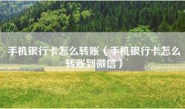 手机银行卡怎么转账（手机银行卡怎么转账到微信）