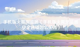 手机版火狐浏览器（手机版火狐浏览器安全选项怎么关闭）