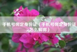 手机号绑定身份证（手机号绑定身份证怎么解绑）