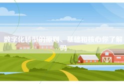 数字化转型的原则、基础和核心你了解吗