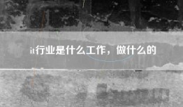 it行业是什么工作，做什么的